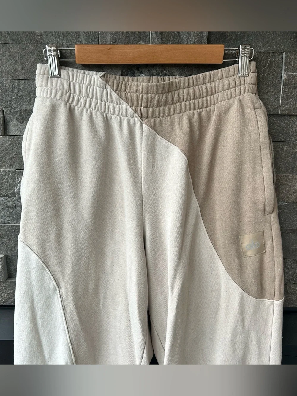 Alo Yoga “Make Waves” Sweatpants in Ivory/Bone/Gravel Colorway